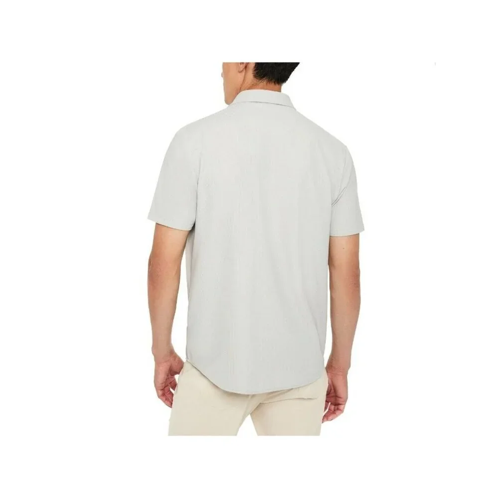 NWOT Kenneth Cole New York Men's XL Light Gray Short Sleeve Button-Up Shirt